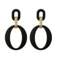 Black Enamel & 18K Gold-Plated Openwork Oval Drop Earrings Fashion