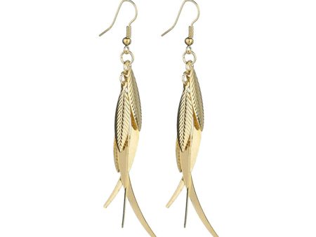 18K Gold-Plated Leaves Drop Earrings on Sale