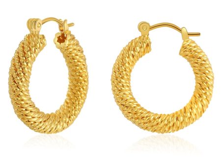 18K Gold-Plated Twisted Thread Hoop Earrings For Cheap