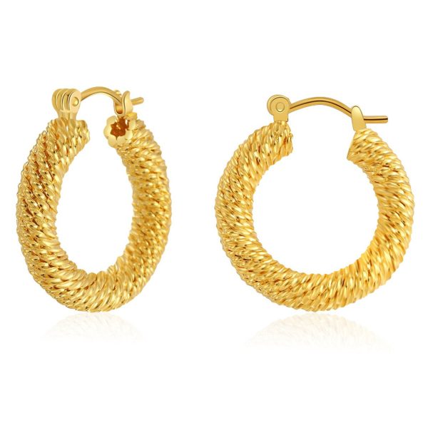 18K Gold-Plated Twisted Thread Hoop Earrings For Cheap