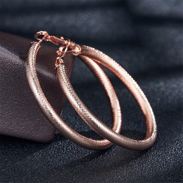 18K Rose Gold-Plated Diamond-Cut Hoop Earrings Cheap