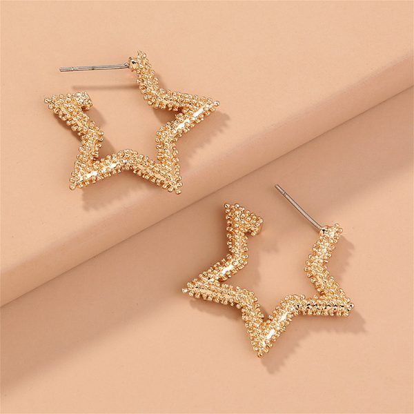 18K Gold-Plated Open Star Huggie Earrings Online now