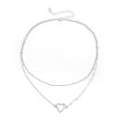 Silver-Plated Heart Layered Pendant Necklace Supply