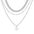 Silver-Plated Curb Chain Layered Pendant Necklace Fashion