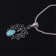 Turquoise & Cubic Zirconia Silver-Plated Peacock Pendant Necklace Online now