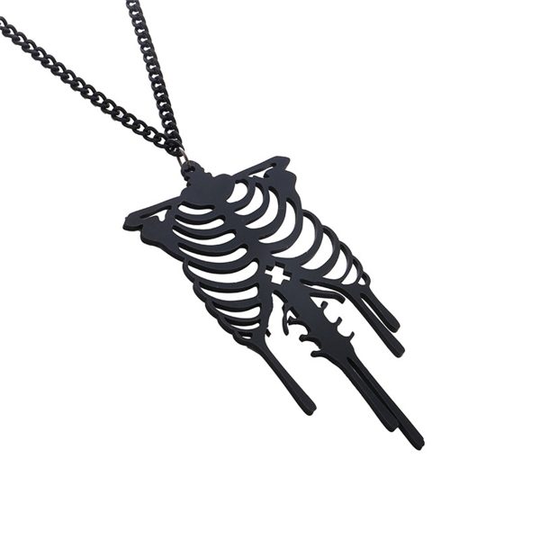 Black Ribcage Pendant Necklace Sale