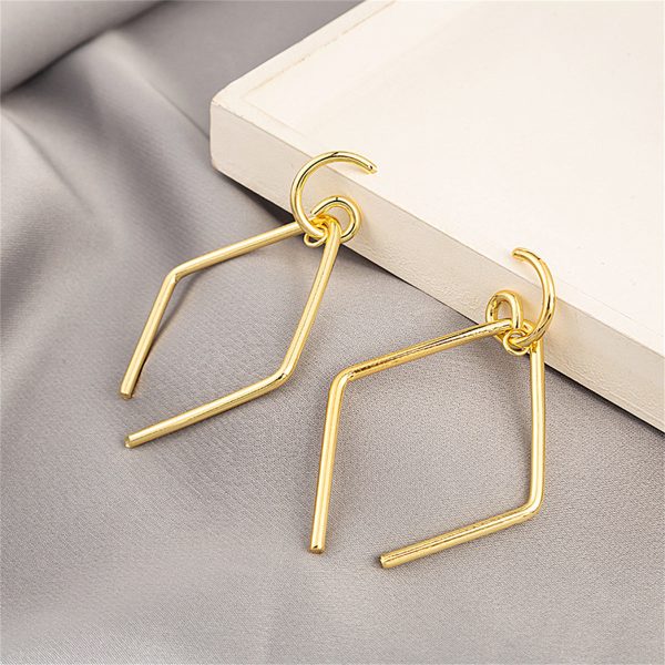 18K Gold-Plated Open-Rhombus Drop Earrings Online Hot Sale