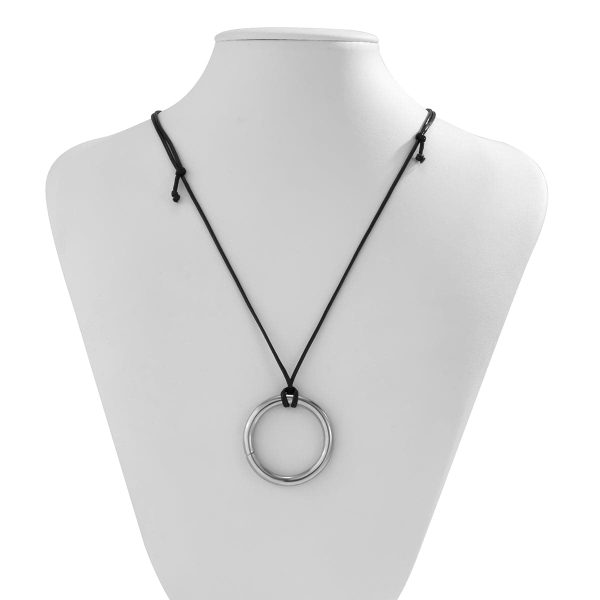 Black Yarn & Silver-Plated Circle Pendant Necklace Online