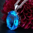 Blue Crystal & Silver-Plated Oval-Cut Pendant Necklace Hot on Sale