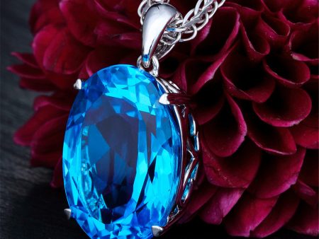 Blue Crystal & Silver-Plated Oval-Cut Pendant Necklace Hot on Sale