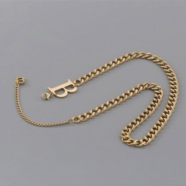 18K Gold-Plated  B  Cuban Chain Lariat Necklace Sale