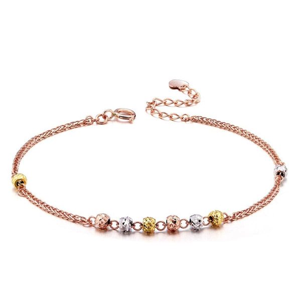 Tri-Tone Beaded Wheat Chain Bracelet Online now