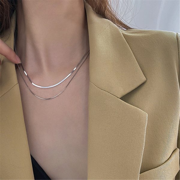 Silver-Plated Snake Chain Layered Necklace on Sale