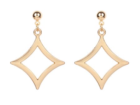 18K Gold-Plated Open Rhombus Drop Earrings For Discount