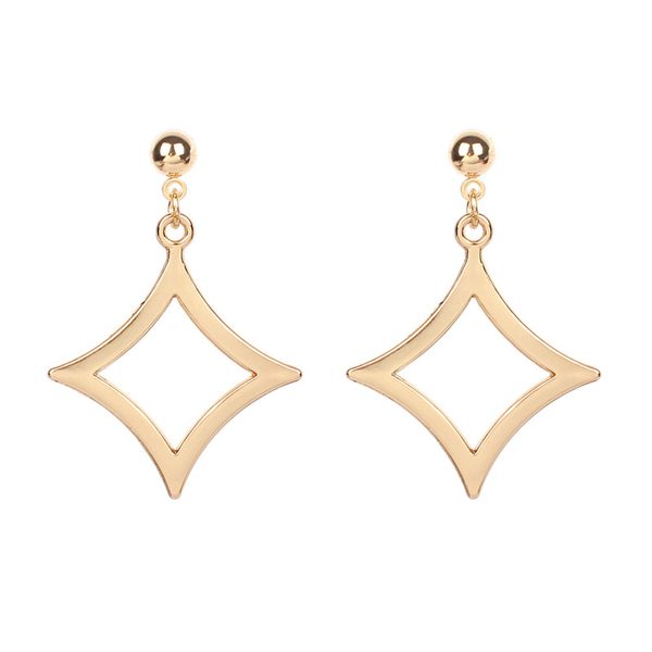 18K Gold-Plated Open Rhombus Drop Earrings For Discount