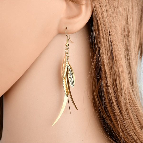 18K Gold-Plated Leaves Drop Earrings on Sale