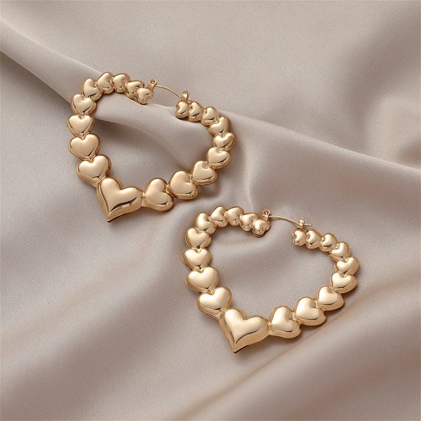 18K Gold-Plated Hearts Hoop Earrings For Discount