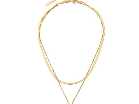 18K Gold-Plated  Love You  Heart Layered Pendant Necklace Supply