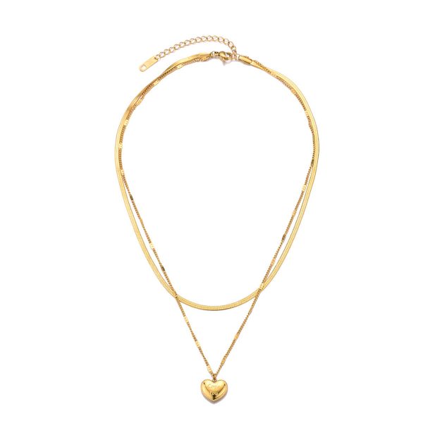 18K Gold-Plated  Love You  Heart Layered Pendant Necklace Supply