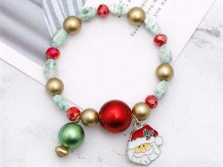 Red Enamel & Silver-Plated Santa Stretch Charm Bracelet Supply