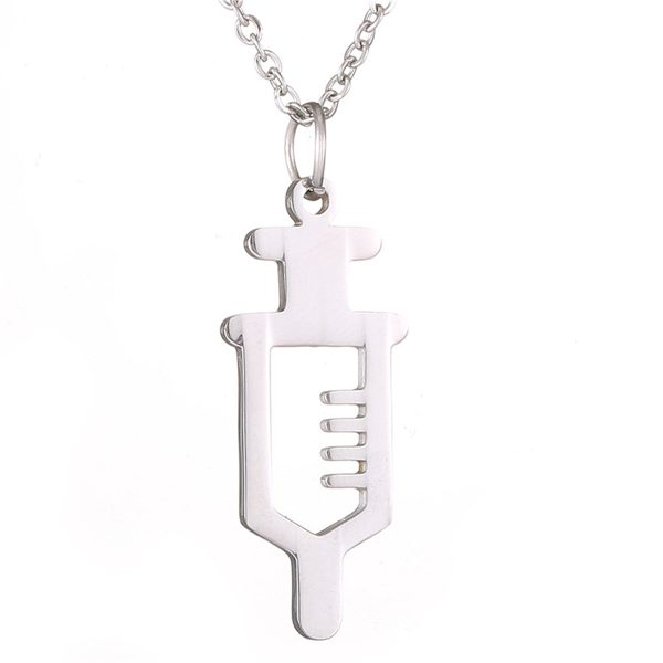 Silver-Plated Open Injector Pendant Necklace Discount