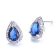 Blue Crystal & Cubic Zirconia Silver-Plated Teardrop Cushion Stud Earrings Hot on Sale