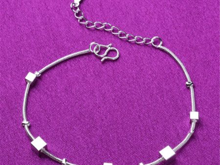 Silver-Plated Cube Anklet For Cheap