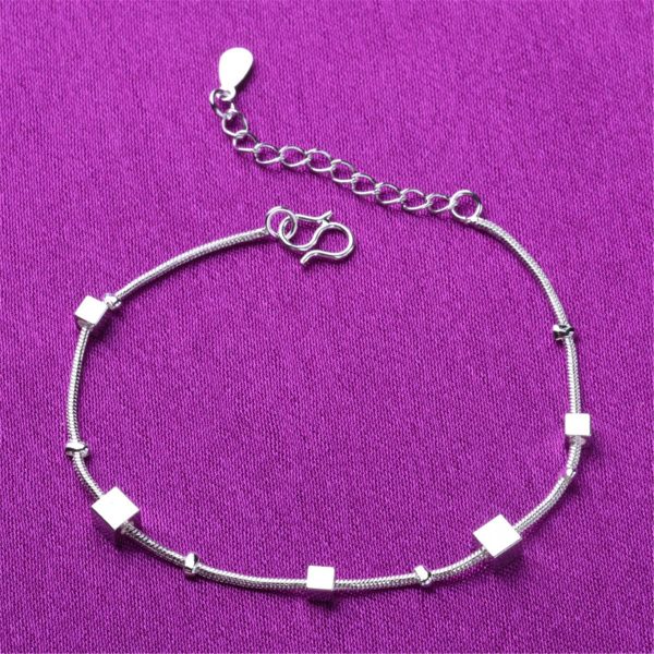 Silver-Plated Cube Anklet For Cheap