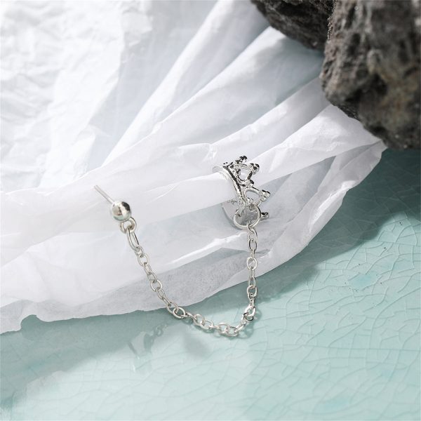 Silver-Plated Heart Crown Chain Ear Cuff For Sale