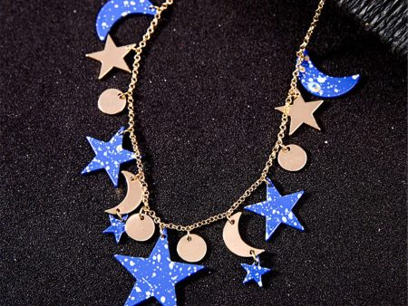 Blue Acrylic & 18K Gold-Plated Moon & Star Statement Necklace Online