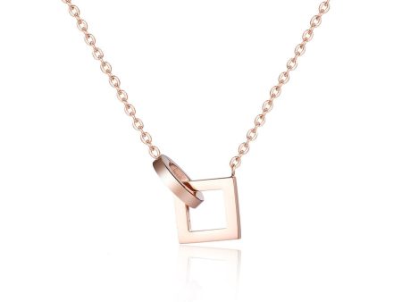 18K Rose Gold-Plated Open Square & Circle Pendant Necklace Sale