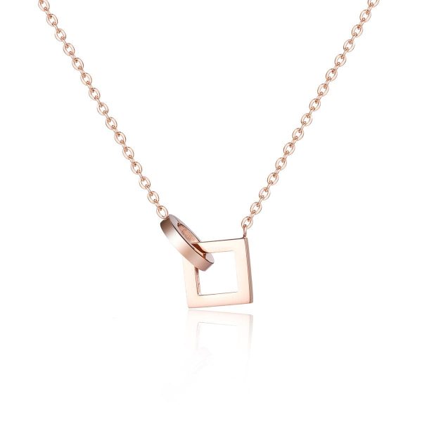 18K Rose Gold-Plated Open Square & Circle Pendant Necklace Sale