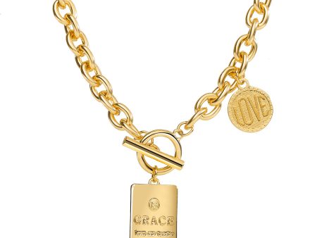 18K Gold-Plated  Grace  Toggle Pendant Necklace For Cheap