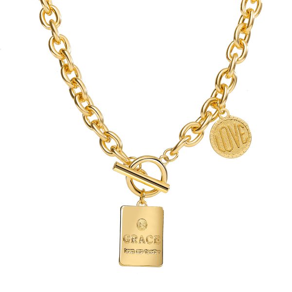 18K Gold-Plated  Grace  Toggle Pendant Necklace For Cheap