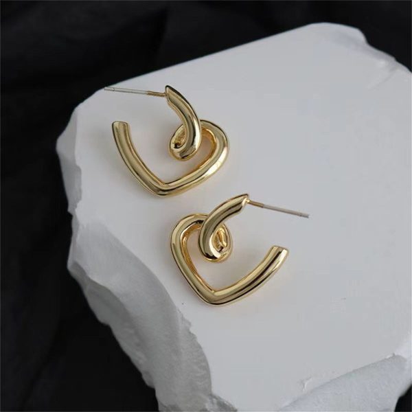 18K Gold-Plated Swirl-Heart Stud Earrings Online