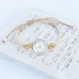 White Peach Blossom & Gold-Plated Bead Adjustable Bracelet Discount