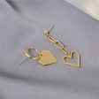 18K Gold-Plated Heart Cable Chain Mismatched Drop Earrings on Sale