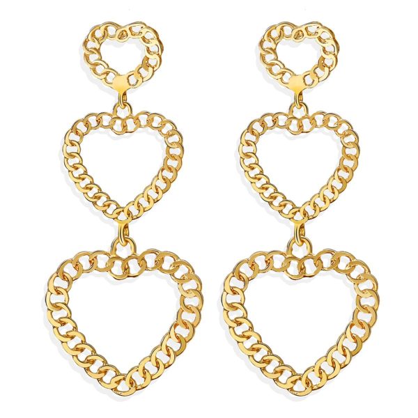 18K Gold-Plated Linking Figaro Heart Drop Earring Online