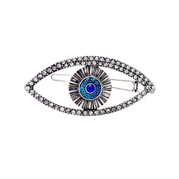 Cubic Zirconia & Silver-Plated Evil Eye Hair Clip Sale