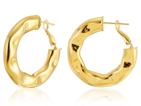 18K Gold-Plated Hammered Geometric Hoop Earrings Online Sale