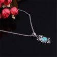 Turquoise & Cubic Zirconia Owl Pendant Necklace Fashion