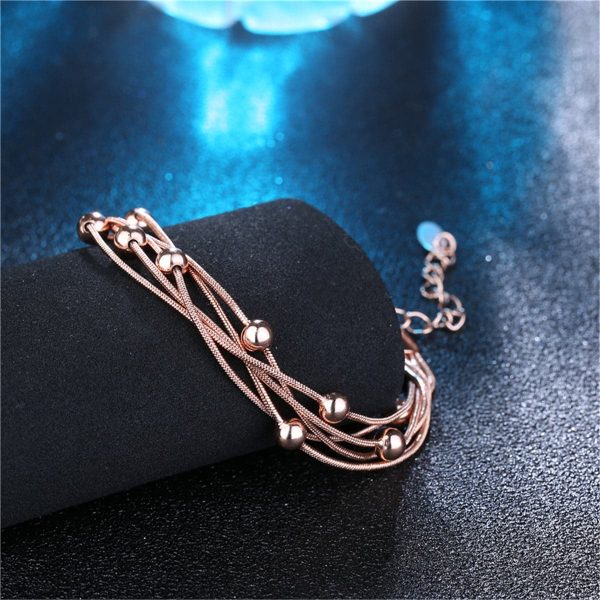 18K Rose Gold-Plated Bead Bracelet For Discount