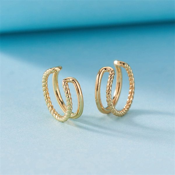 18K Gold-Plated Half Twine Layered Ear Cuffs Hot on Sale