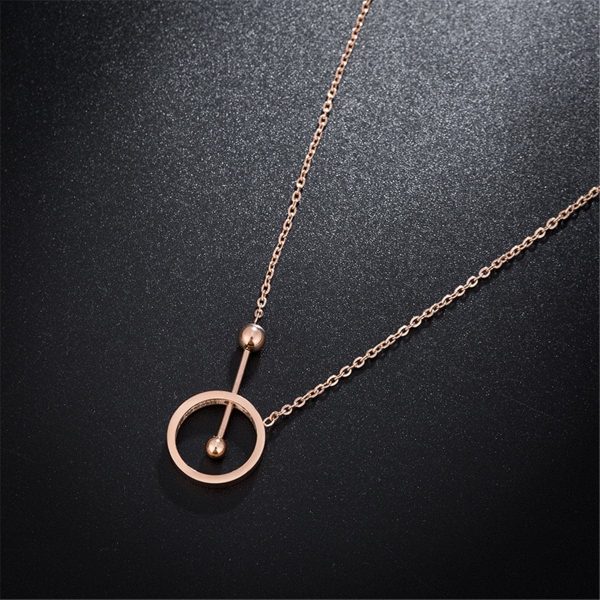 18K Rose Gold-Plated Hollow Circle & Bar Pendant Necklace For Discount