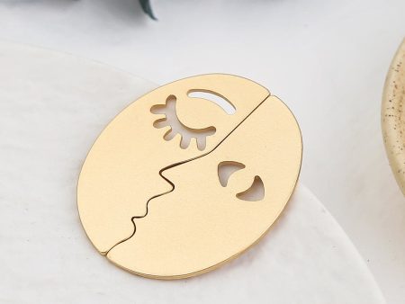 18K Gold-Plated Patchwork Face Stud Earring Hot on Sale