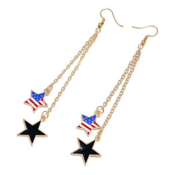 18K Gold-Plated American Flag Two-Star Drop Earrings Online Sale