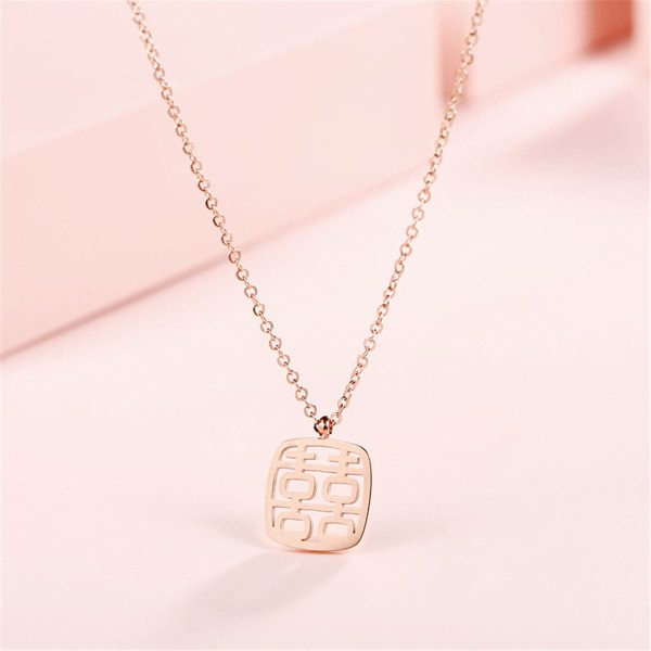 18K Rose Gold-Plated Happiness Pendant Necklace Cheap