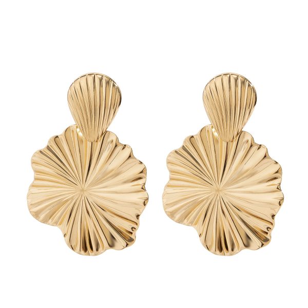 18K Gold-Plated Lotus Leaves Drop Earrings on Sale