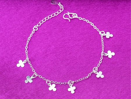 Silver-Plated Clover Charm Anklet Hot on Sale