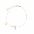 18K Rose Gold-Plated Electrocardiogram & Heart Anklet Cheap